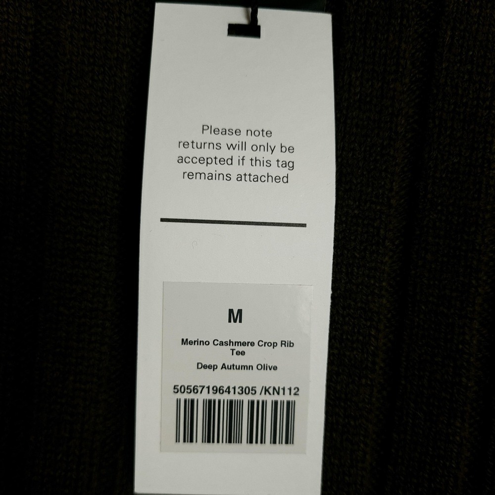 ME+EM Sweater Womens Medium Green Merino Cashmere Rib Crop Short Sleeve Knit - Picture 5 of 16